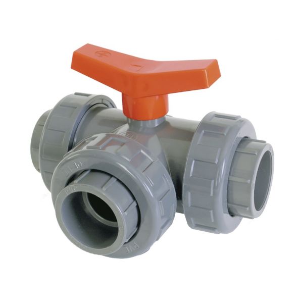 3 WAY BALL VALVE "T" SOLVENT FPM